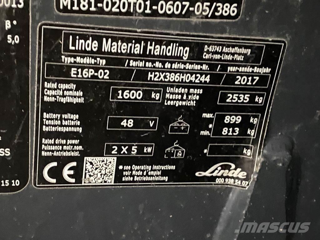 Linde E16P-02 Elektriskie iekrāvēji