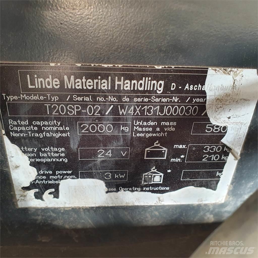 Linde T20SP kurz Zemie palešu pacēlāji
