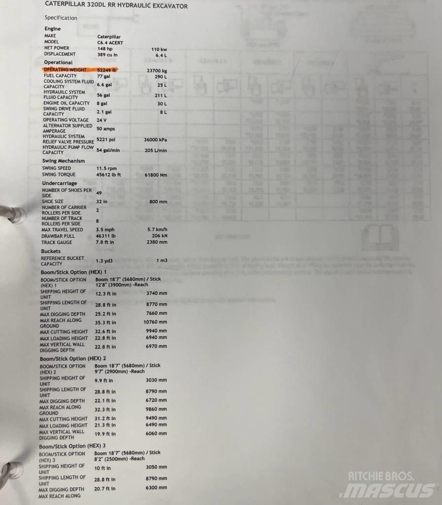 CAT 320 D L Kāpurķēžu ekskavatori