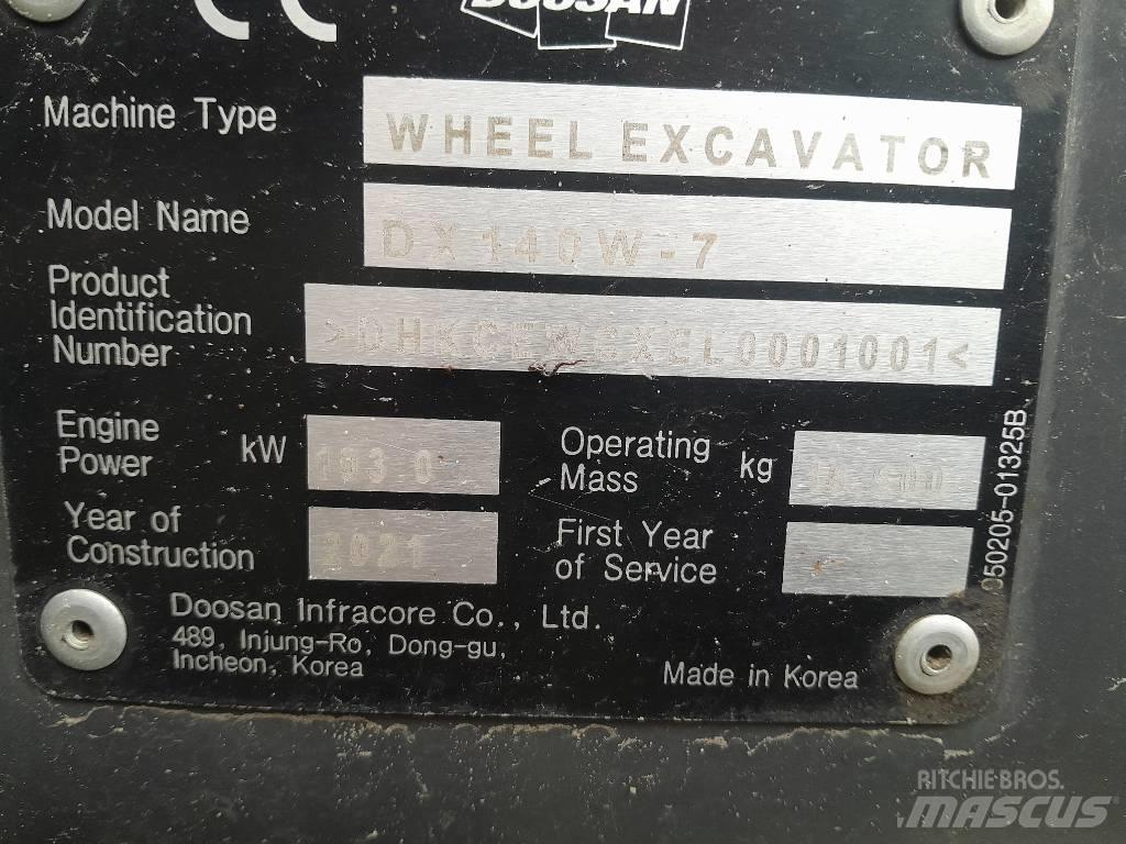 Doosan DX140W-7 Ekskavatori uz riteņiem