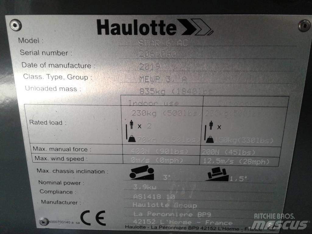 Haulotte Star 6 Vertikālie pacēlāji