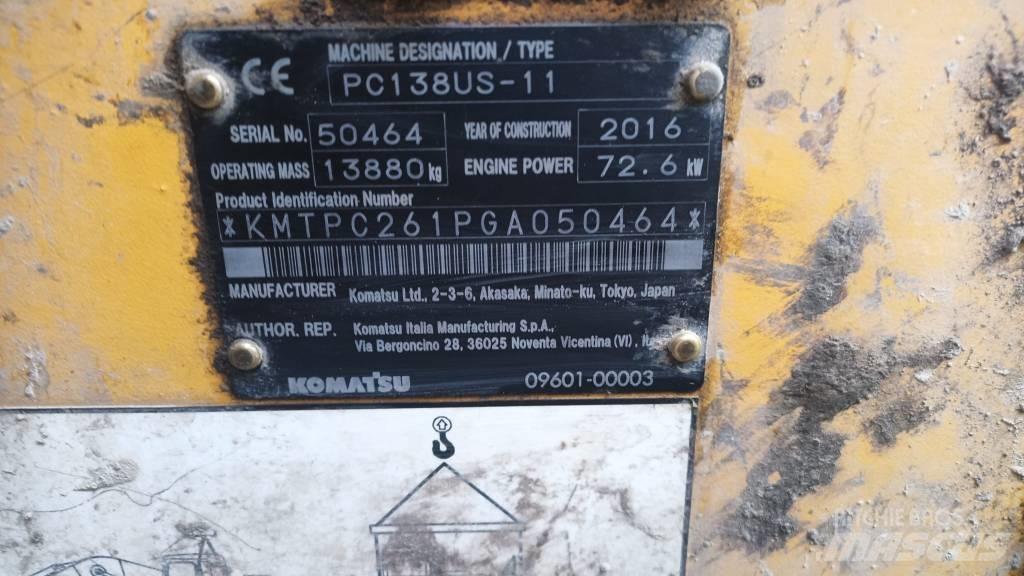 Komatsu PC 138 US Kāpurķēžu ekskavatori