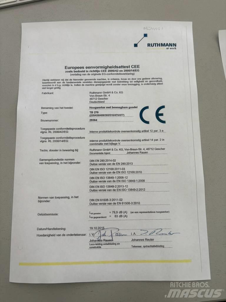 Ruthmann TB 270 Pacēlāji uz automašīnas bāzes