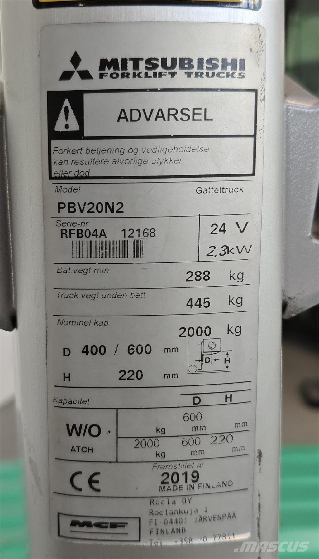Mitsubishi PBV20N2 Pašgājējplatformas