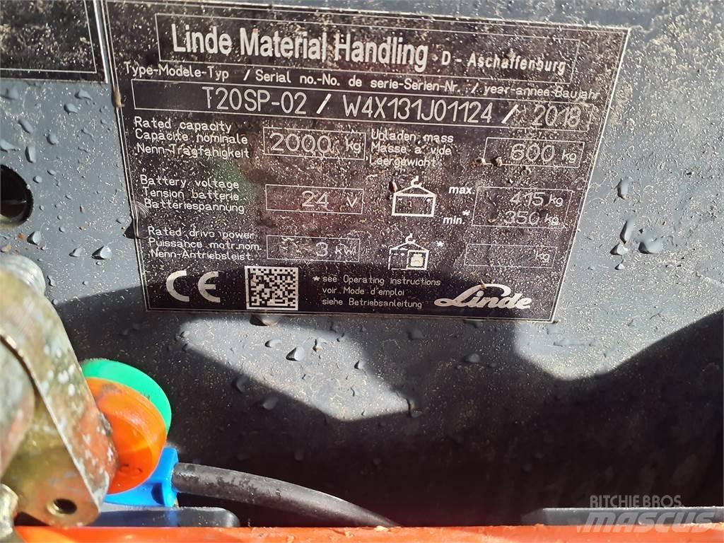 Linde T20SP kurz Zemie palešu pacēlāji