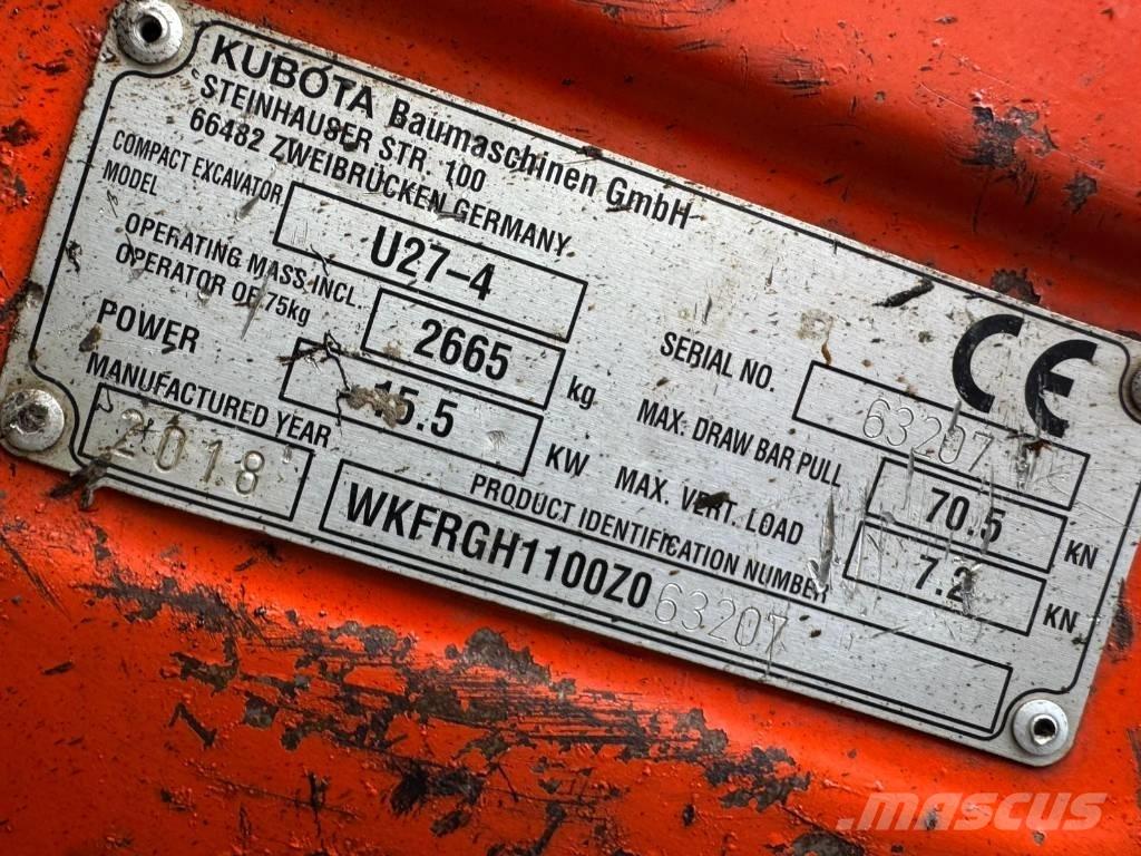 Kubota U 27-4 Mini ekskavatori < 7 t