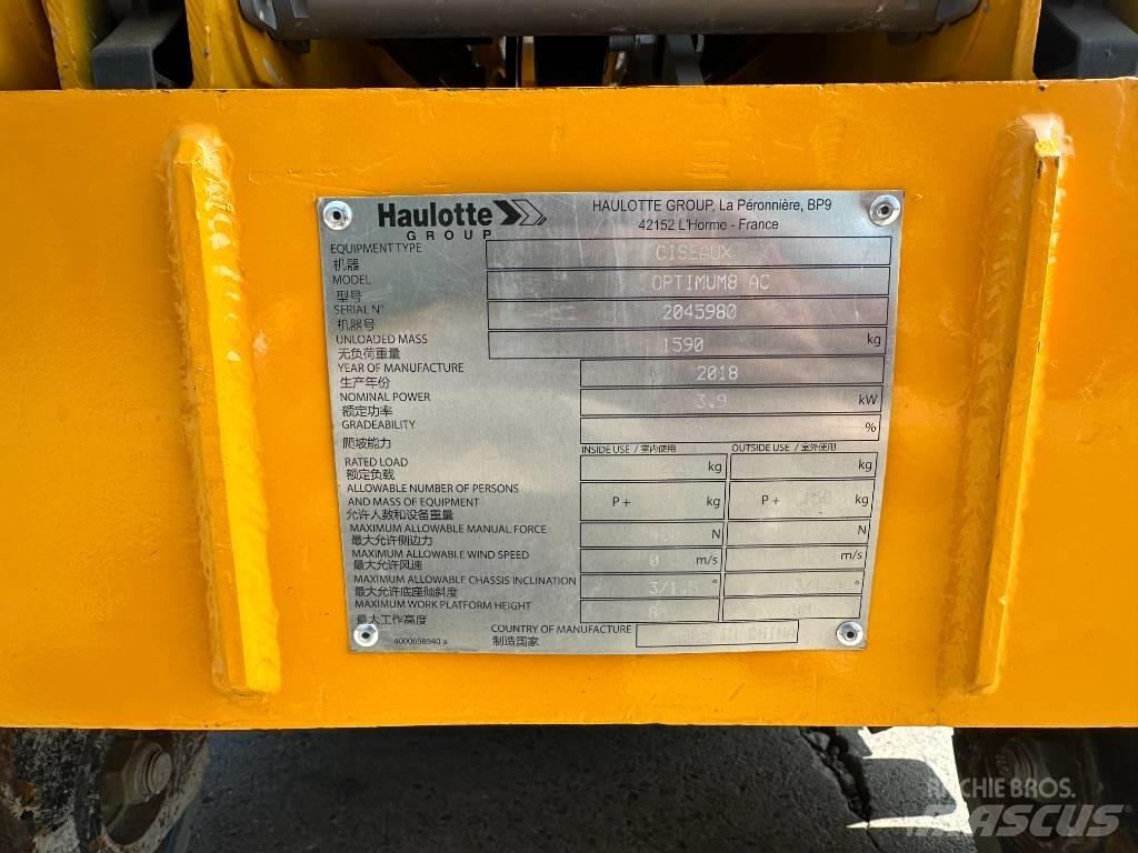 Haulotte OPTIMUM 8 Šķerveida pacēlāji