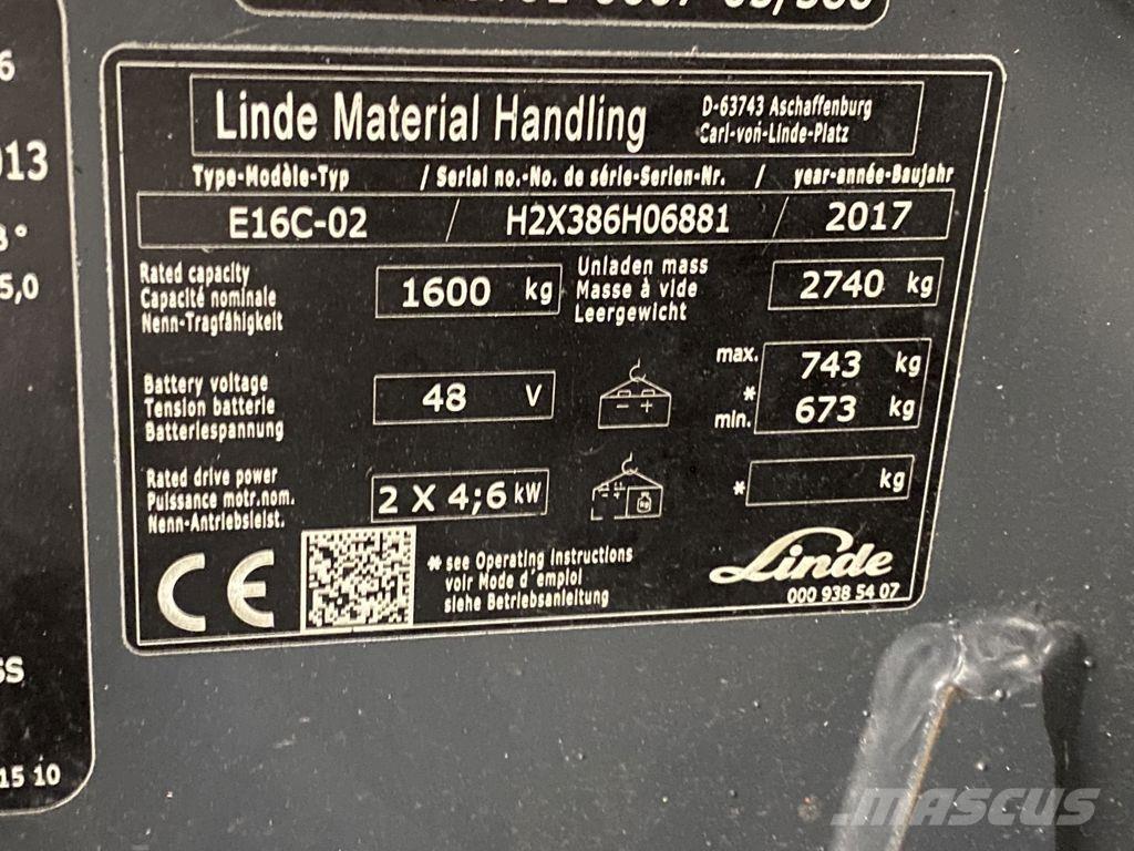 Linde E16C-02 Elektriskie iekrāvēji