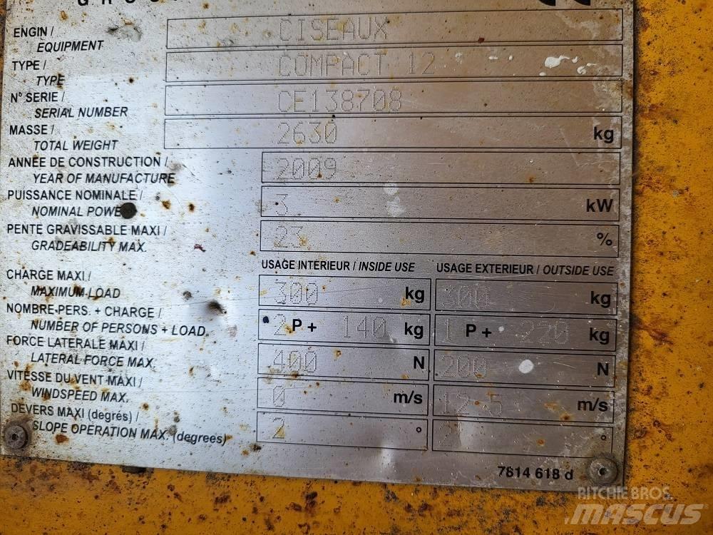 Haulotte Compact 12 Šķerveida pacēlāji