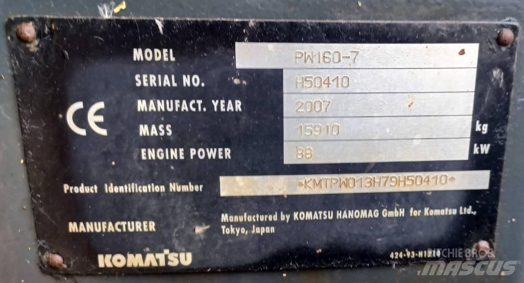 Komatsu PW 160-7 Ekskavatori uz riteņiem