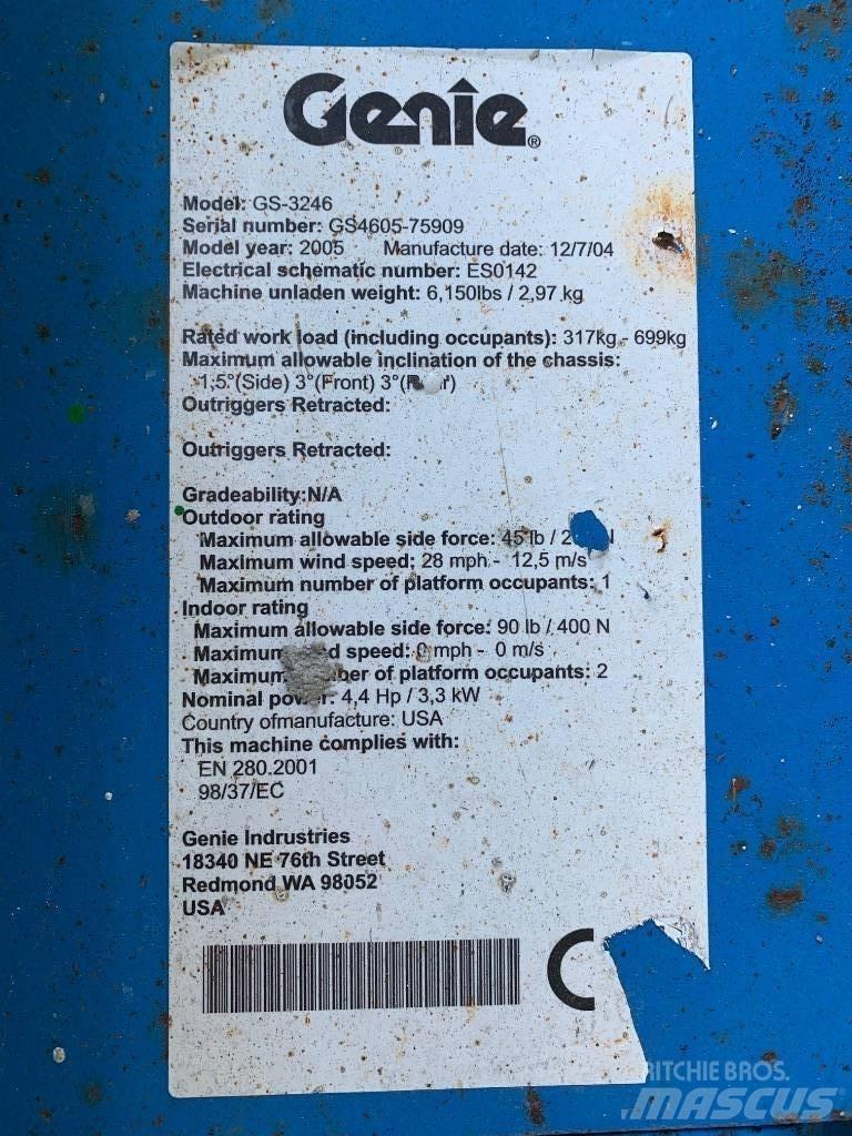 Genie GS 3246 Šķerveida pacēlāji
