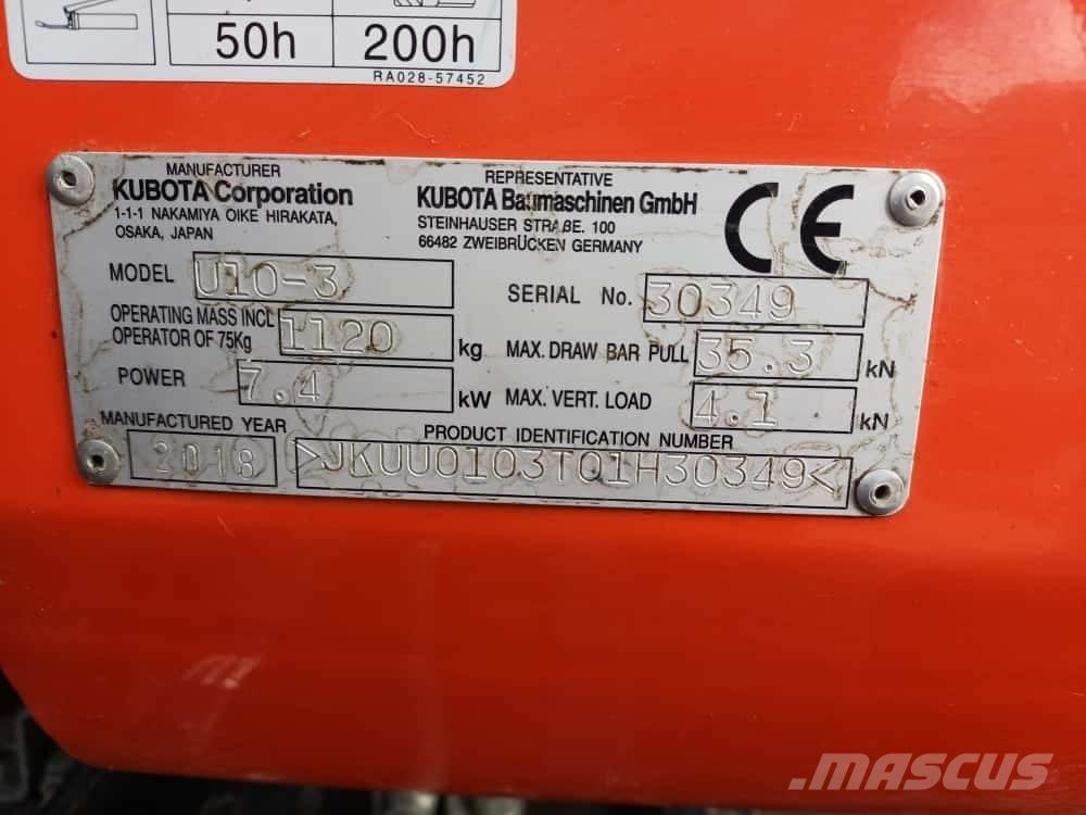 Kubota U 10-3 Mini ekskavatori < 7 t