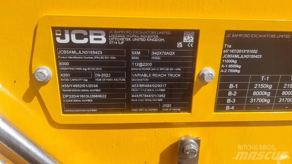 JCB 541-70 Agri Xtra Lauksaimniecības pacēlāji