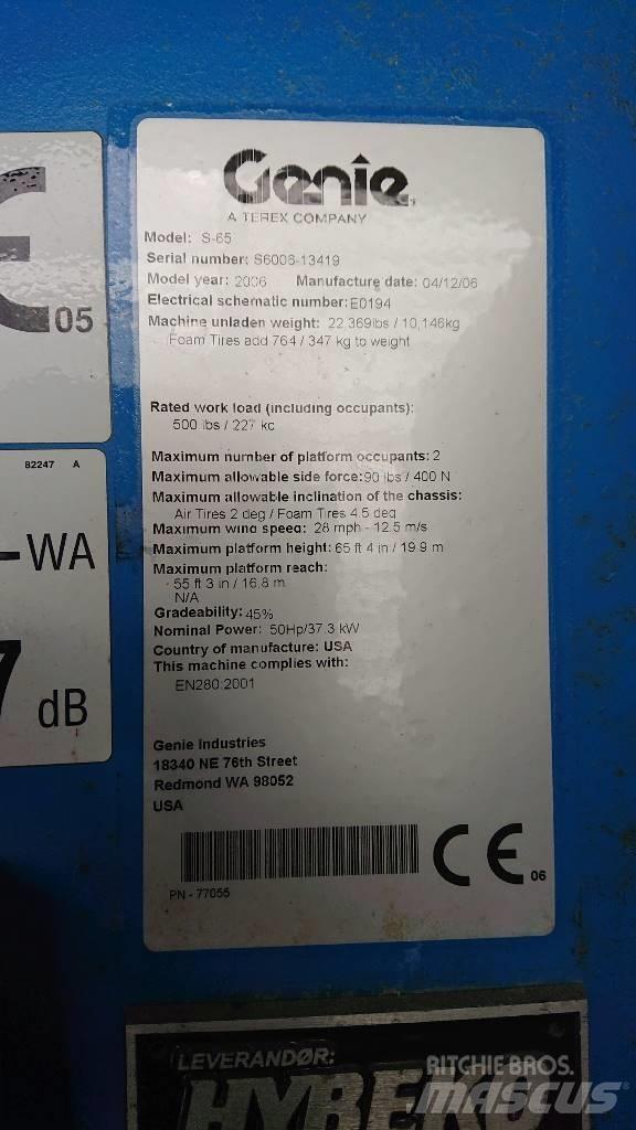 Genie S 65 Teleskopiskie pacēlāji