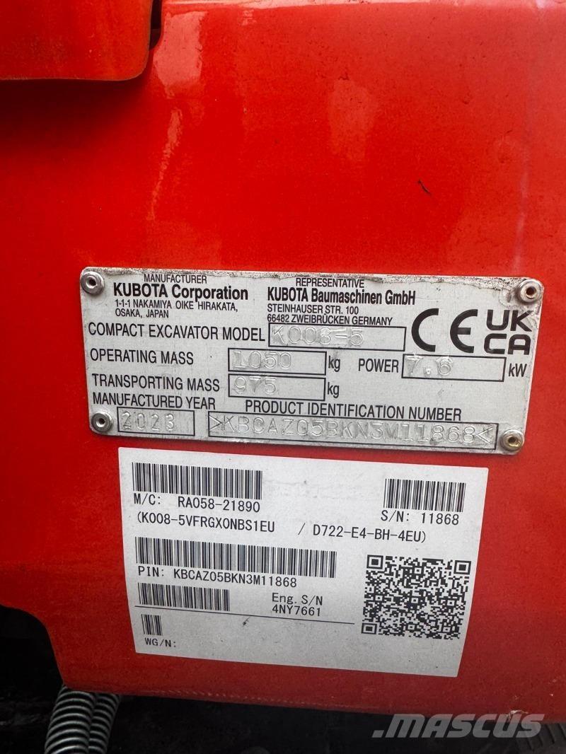 Kubota K008-5 Mini ekskavatori < 7 t