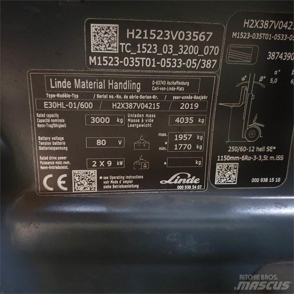Linde E30/600HL Elektriskie iekrāvēji