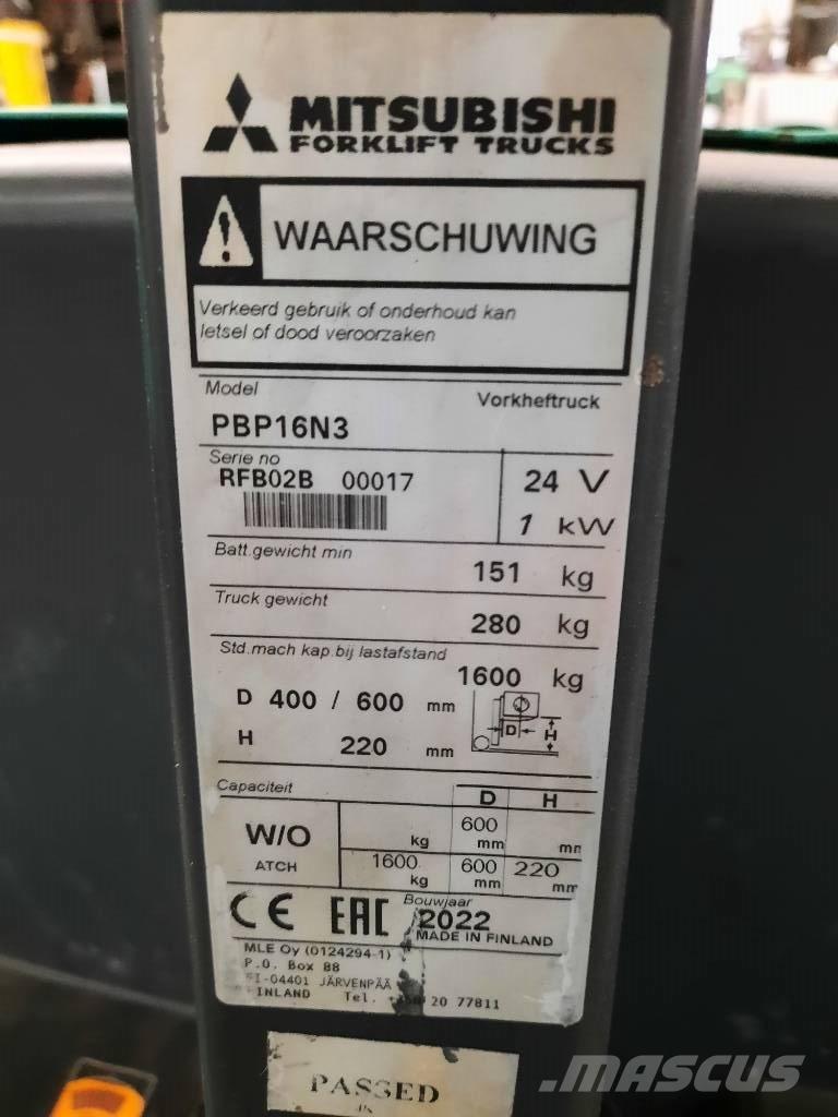 Mitsubishi PBP16N3 Zemie palešu pacēlāji
