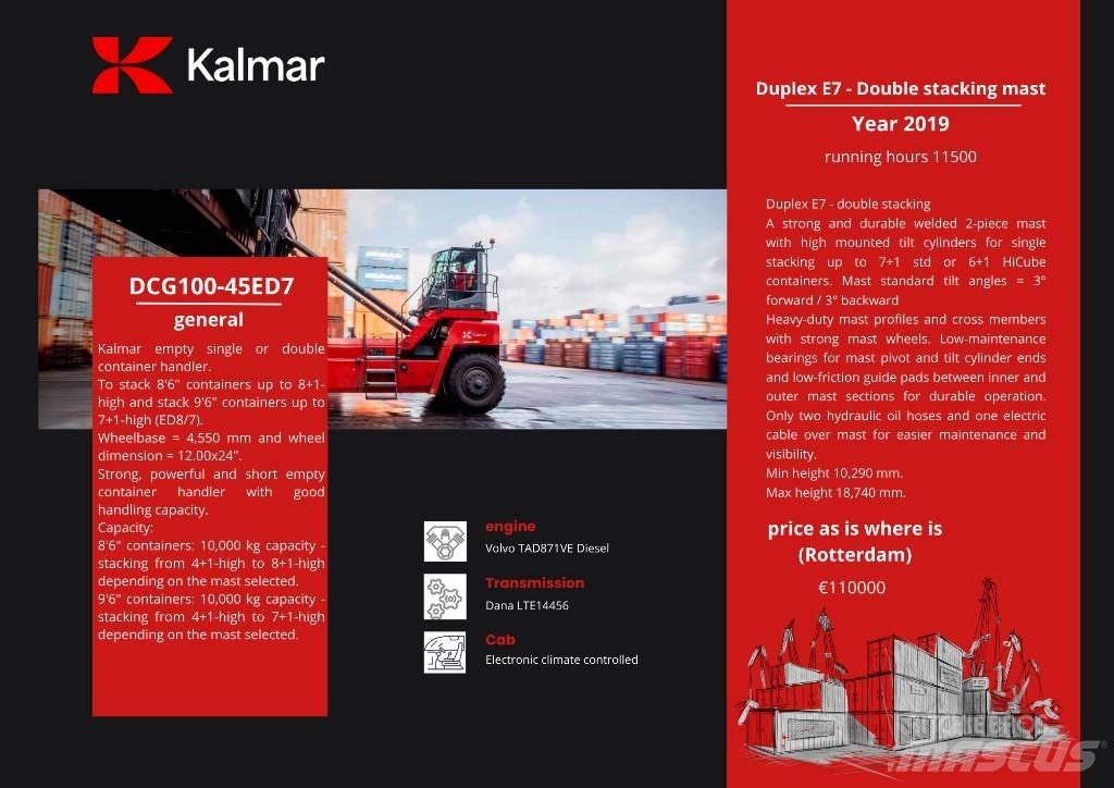 Kalmar DCG 100-45ED7 Konteineru manipulatori