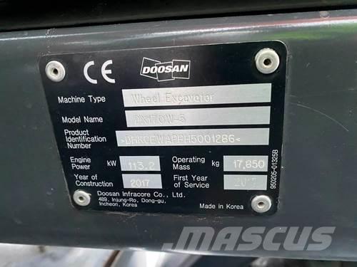 Doosan DX170W-5 Ekskavatori uz riteņiem