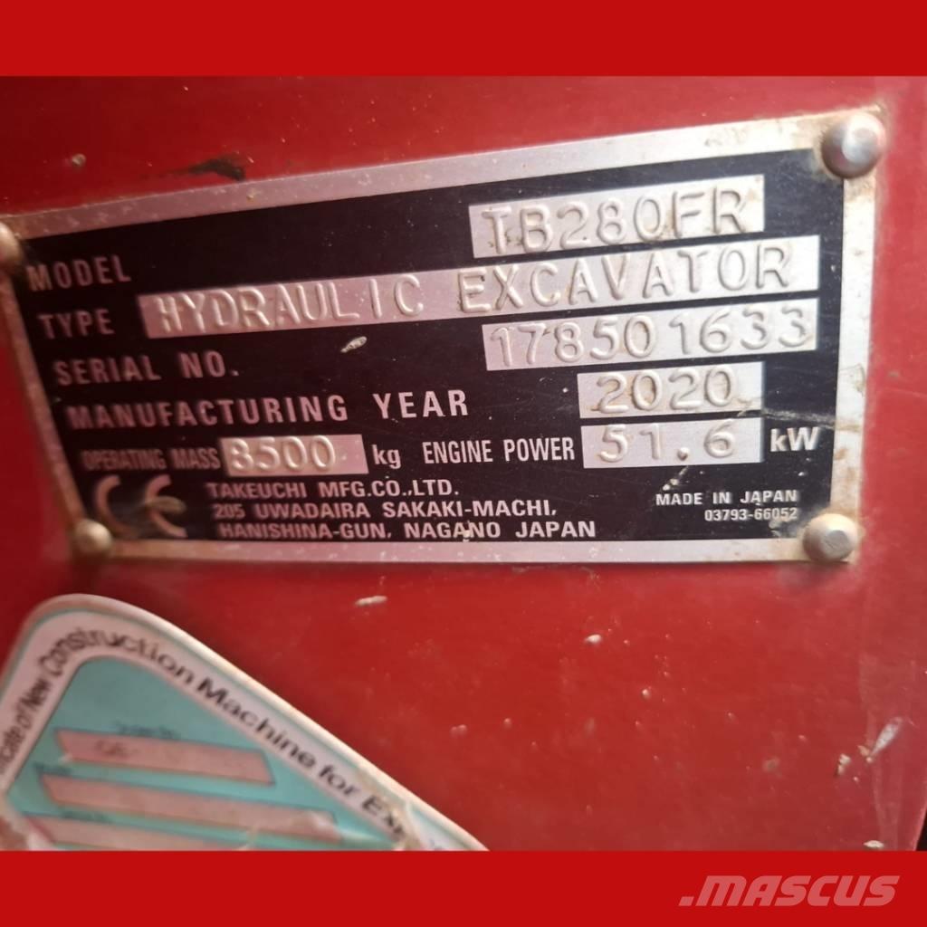 Takeuchi TB 280 FR Vidēja lieluma ekskavatori 7 t - 12 t