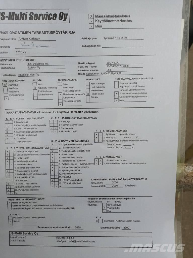 JLG 450 AJ Strēles pacēlāji