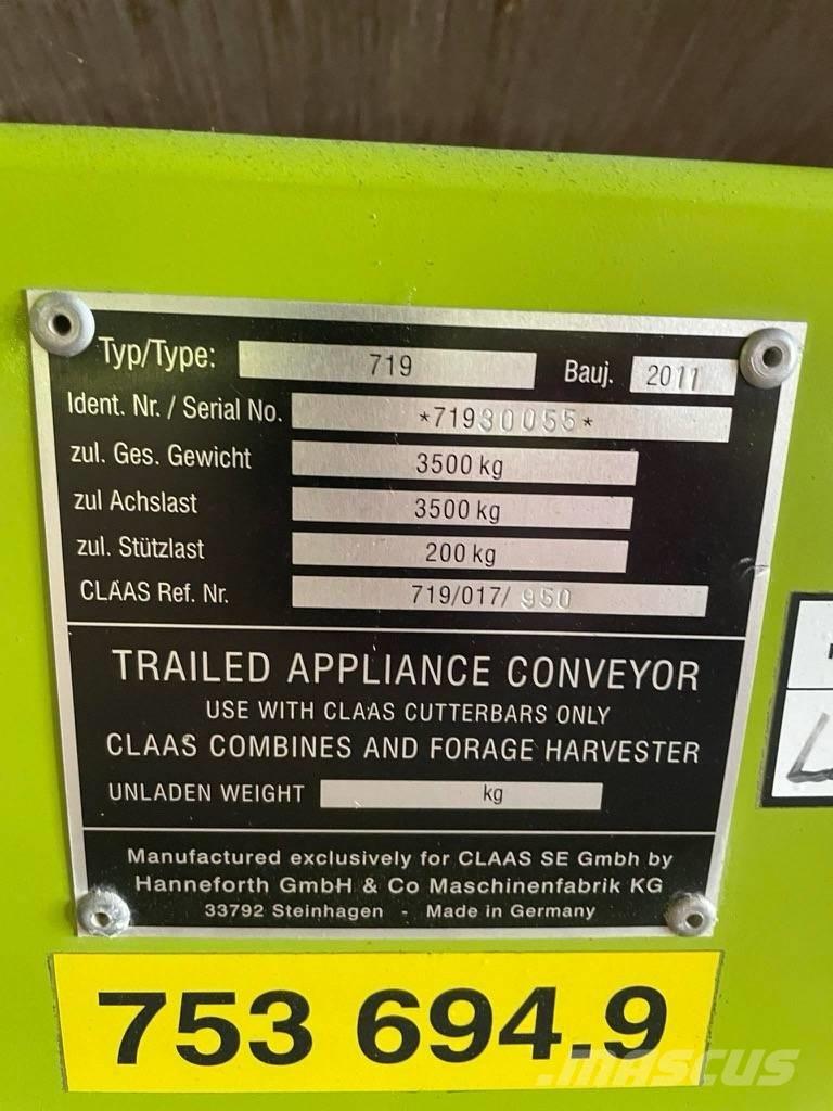 CLAAS V 750 Ražas novākšanas galvas