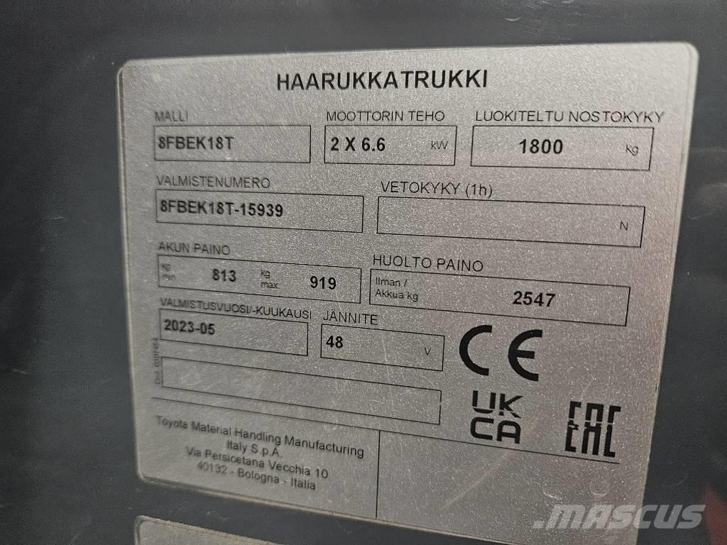 Toyota 8 FBEK 18 T Elektriskie iekrāvēji