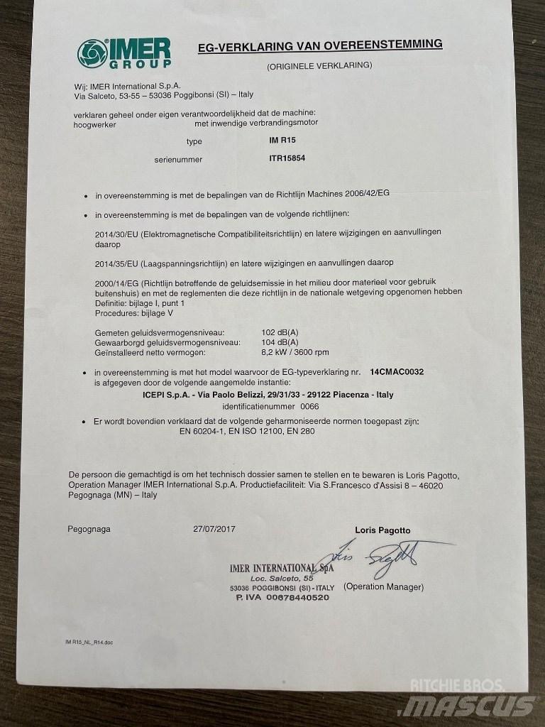 Imer IMR 15B Strēles pacēlāji