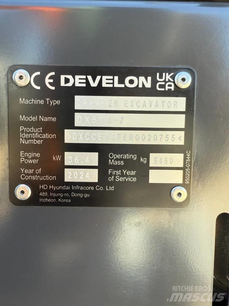 Develon DX 50 Z-7 Mini ekskavatori < 7 t