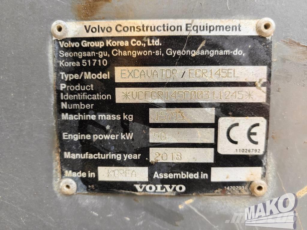 Volvo ECR 145 EL Kāpurķēžu ekskavatori