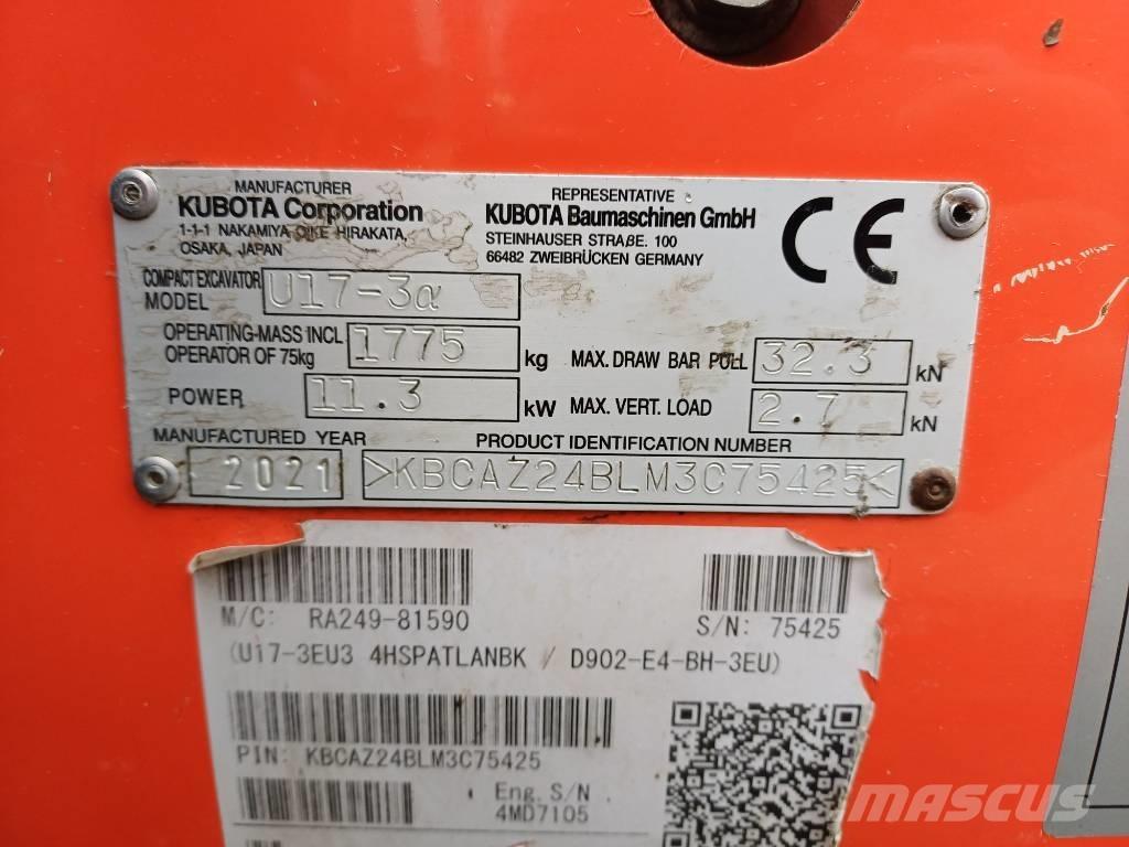 Kubota U 17-3 Mini ekskavatori < 7 t