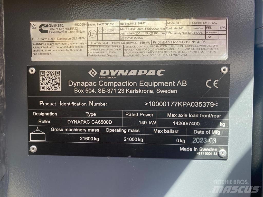Dynapac CA 6500 D Vienvalča grunts veltņi