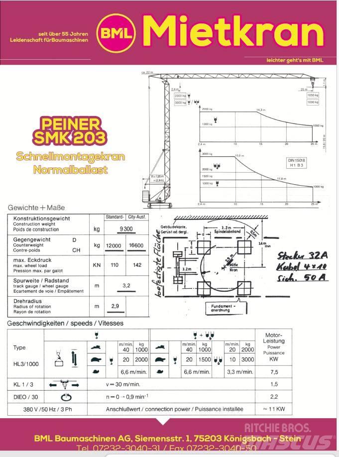 Peiner SMK203N Torņa krāni