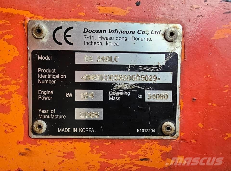 Doosan DX 340 LC Kāpurķēžu ekskavatori