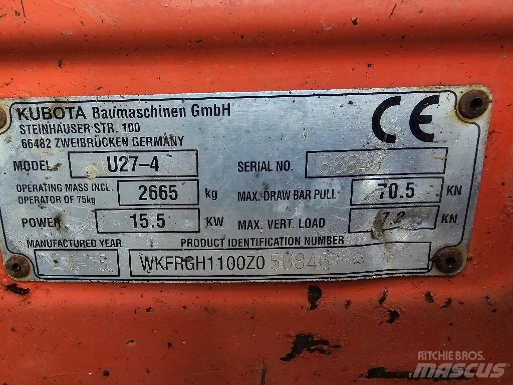 Kubota U 27-4 Mini ekskavatori < 7 t