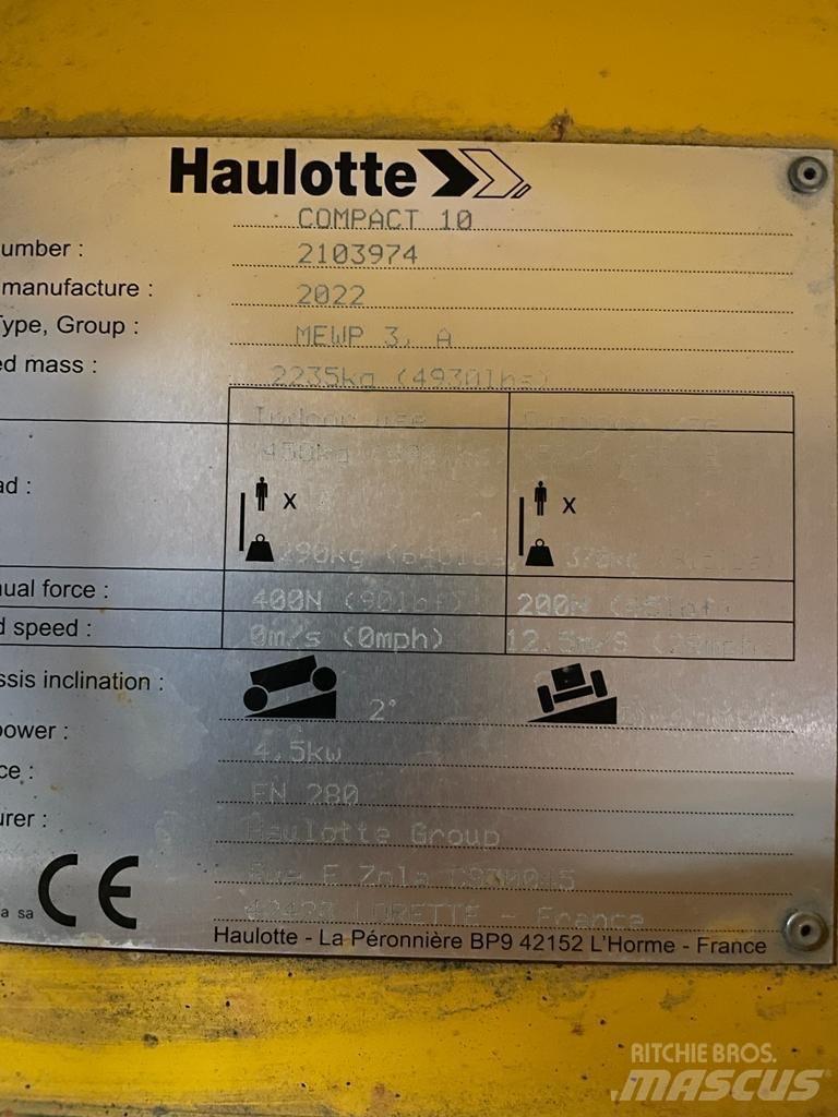 Haulotte Compact 10 Šķerveida pacēlāji