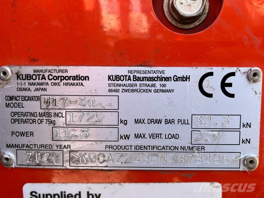 Kubota U 17-3 Mini ekskavatori < 7 t