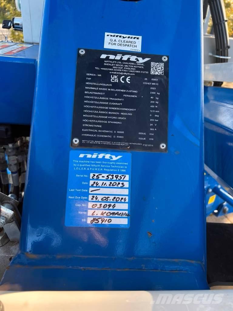 Niftylift 170 HET Pacēlājplatformas - piekabes