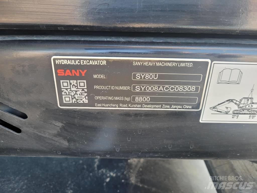 Sany SY80U Kāpurķēžu ekskavatori