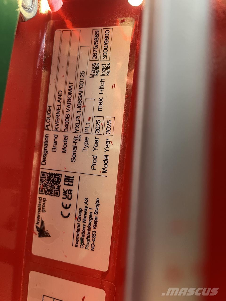 Kverneland 3400B Maiņvērsējarkli