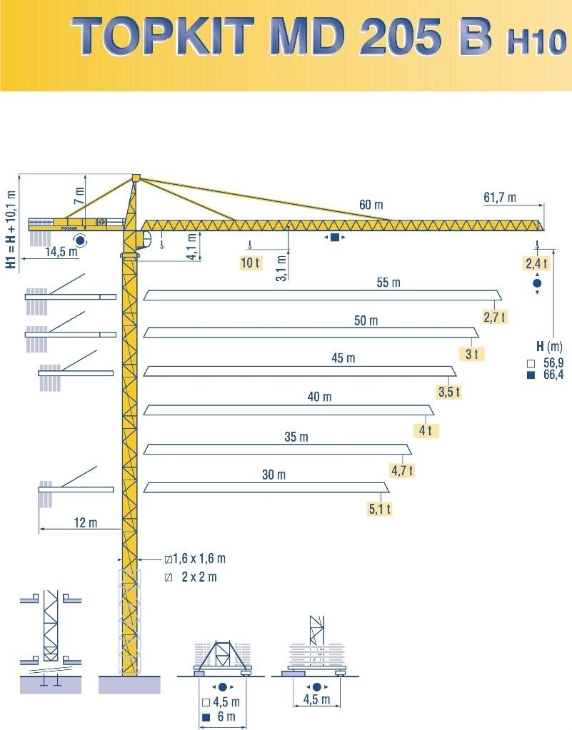 Potain MD 205 B H10 Torņa krāni