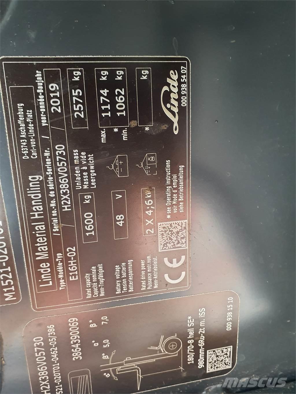 Linde E16 Elektriskie iekrāvēji