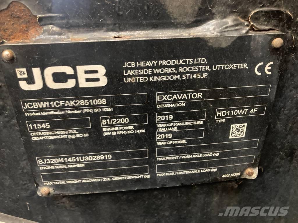 JCB Hydradig HD110W Ekskavatori uz riteņiem