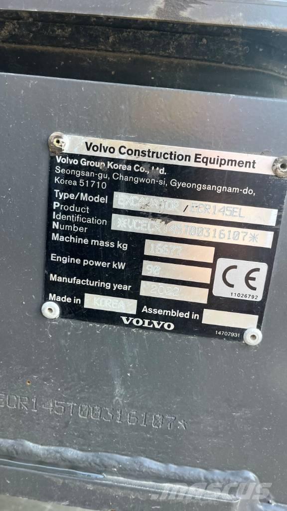 Volvo ECR145EL Kāpurķēžu ekskavatori