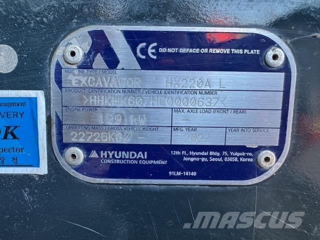 Hyundai HX 220 AL Kāpurķēžu ekskavatori