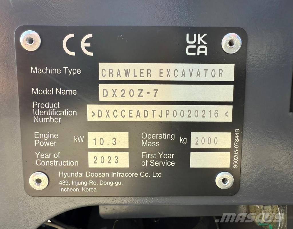 Doosan DX 20 Z-7 Mini ekskavatori < 7 t