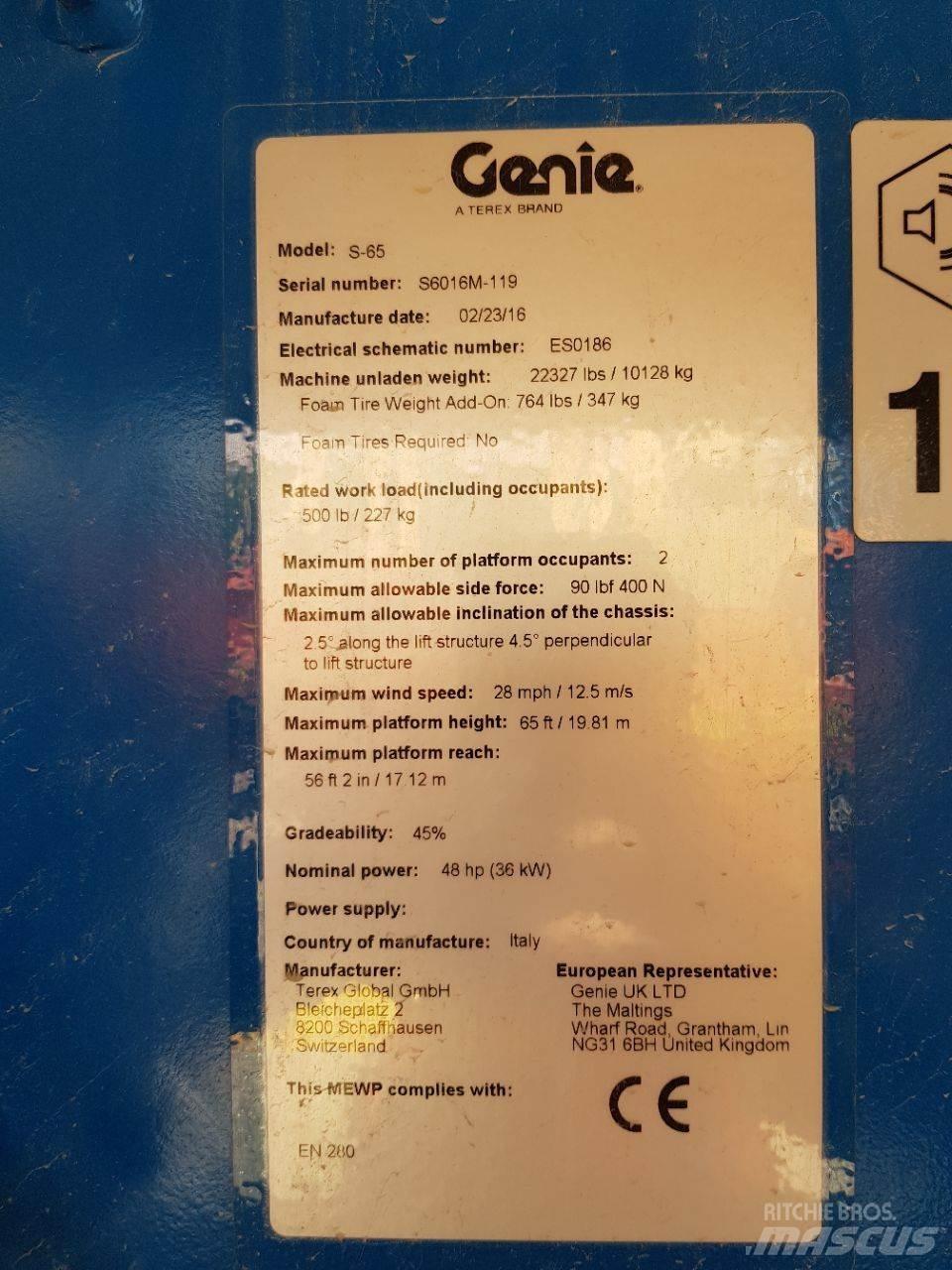 Genie S65 Teleskopiskie pacēlāji