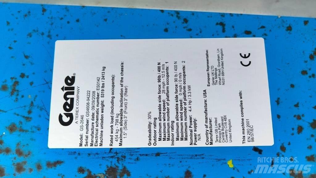 Genie GS 2646 Šķerveida pacēlāji