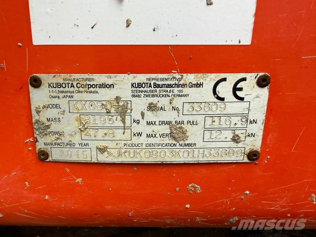 Kubota KX 080-4 Vidēja lieluma ekskavatori 7 t - 12 t