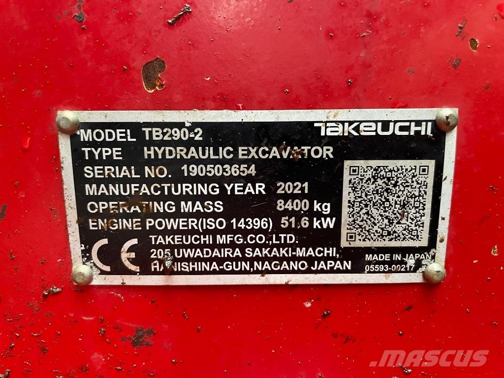 Takeuchi TB 290 Vidēja lieluma ekskavatori 7 t - 12 t